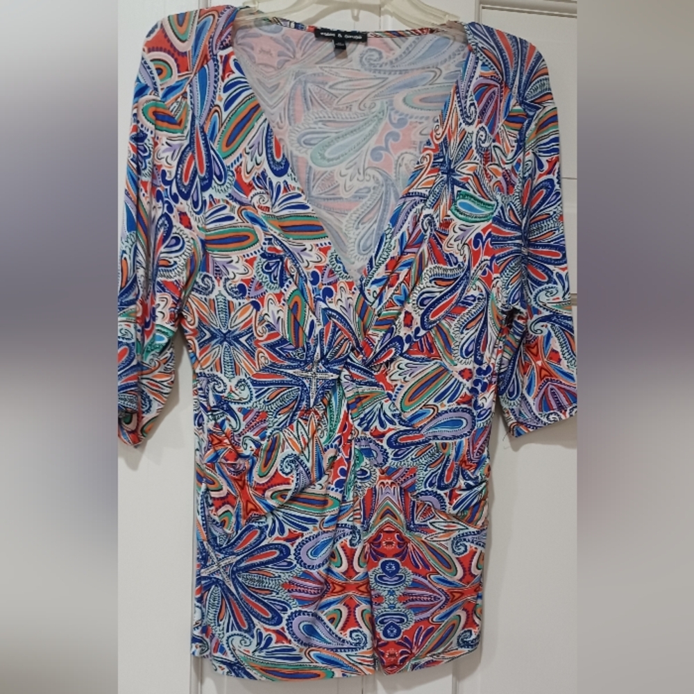 Cable & Gauge V-Neck Floral Shirt ~ Size XL